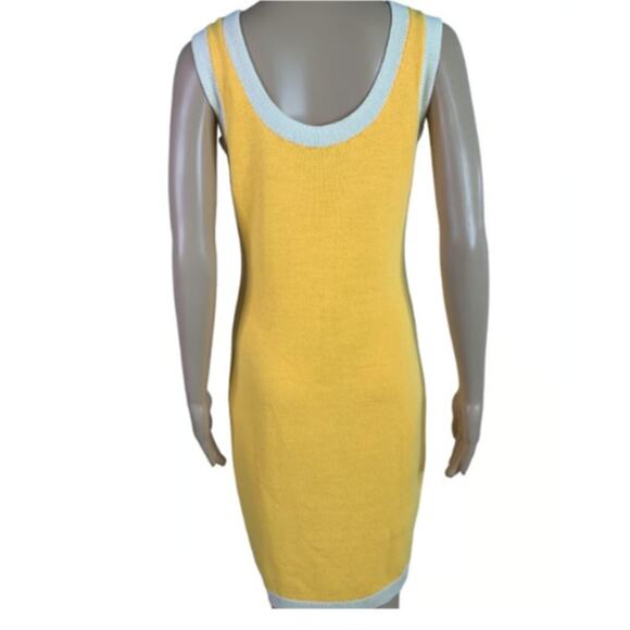 St. John Separates Women's Small Knit Shift Dress Knee High Sleeveless Yellow - Picture 5 of 9